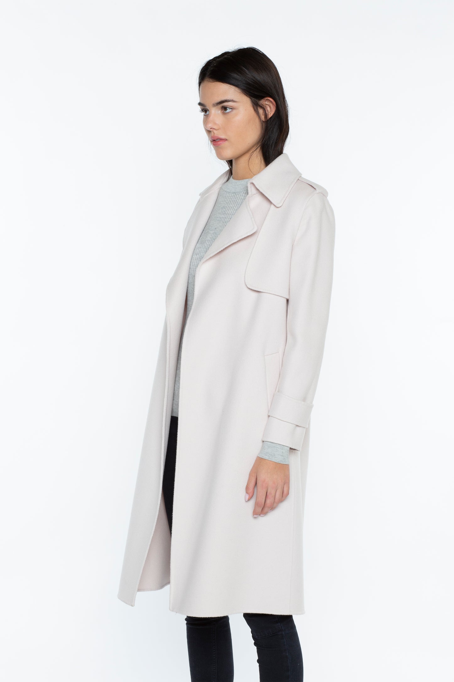 JENNIE LIU WOMEN'S CASHMERE WOOL DOUBLE-FACED TRENCH COAT