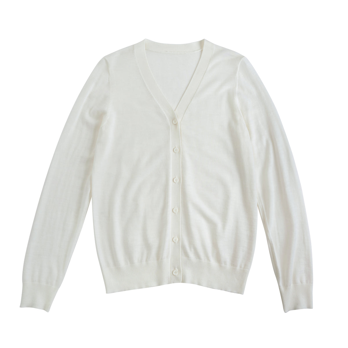 Women's Merino Wool V-Neck Cardigan in Cream by JENNIE LIU
