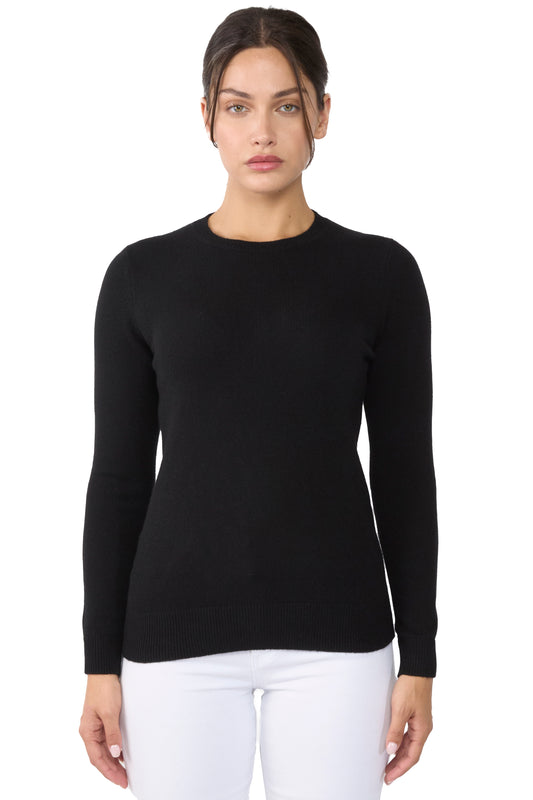 JENNIE LIU 100% Pure Cashmere 4-ply Extra Cozy Long Sleeve Crew Neck Sweater