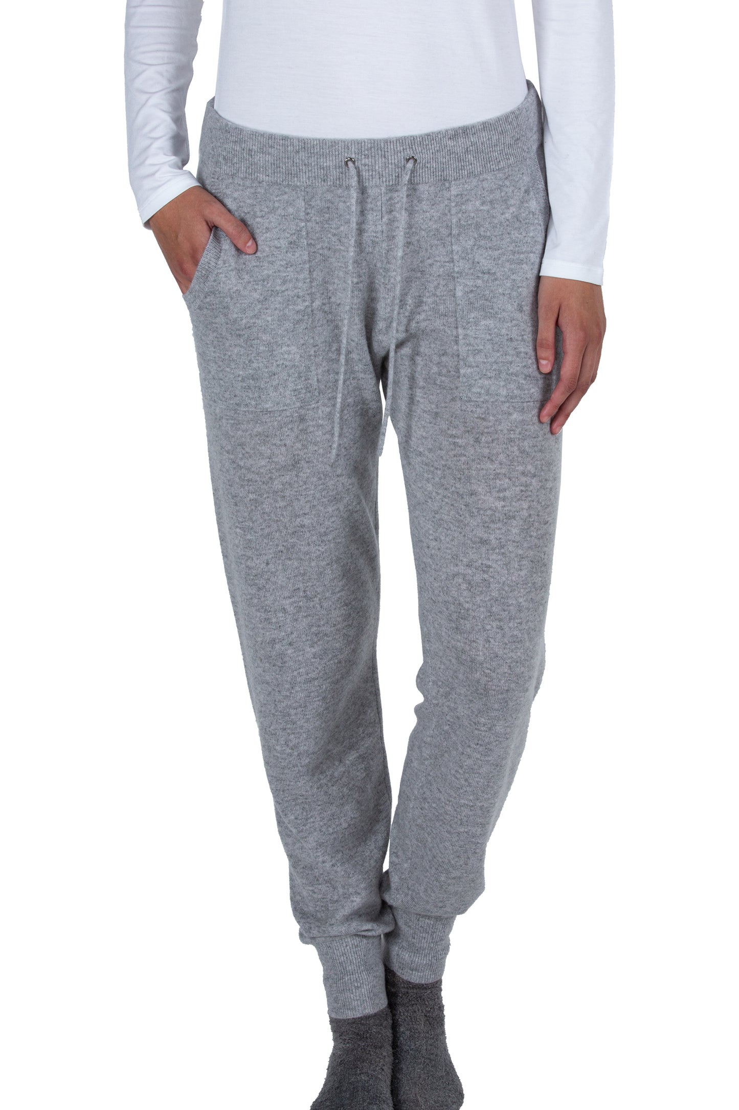 JENNIE LIU WOMEN'S 100% PURE CASHMERE KNITTED JOGGER PANTS