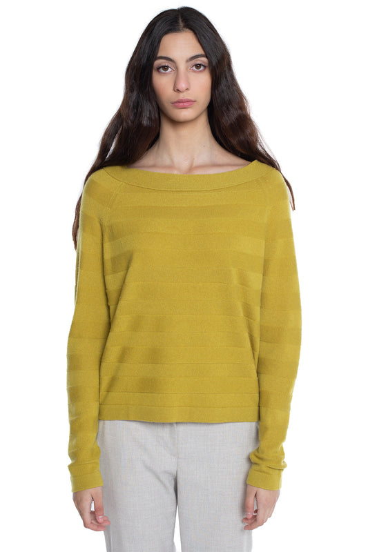 J CASHMERE Women's 100% Pure Cashmere Horizontal Rib Boatneck Raglan Sweater