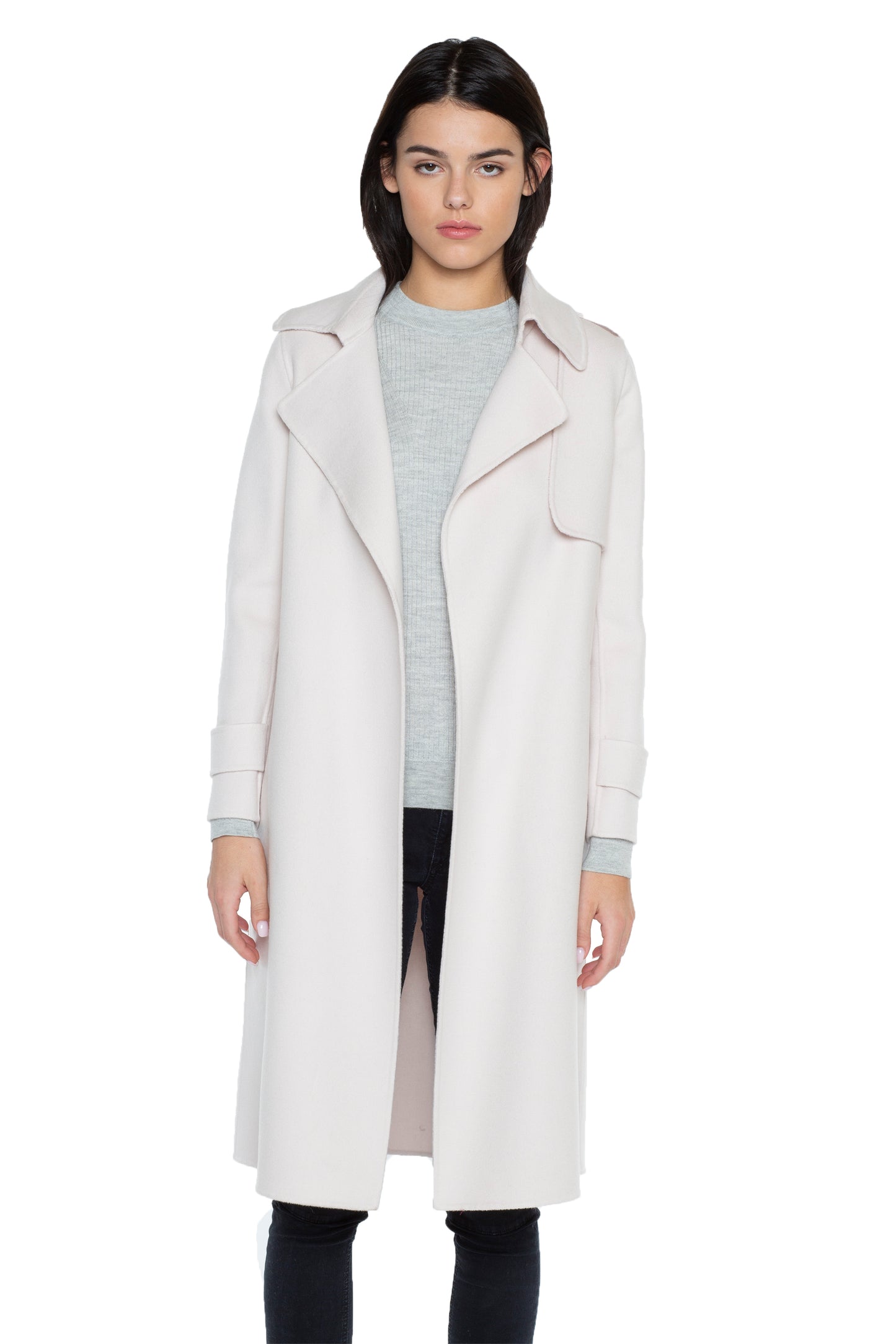 JENNIE LIU WOMEN'S CASHMERE WOOL DOUBLE-FACED TRENCH COAT