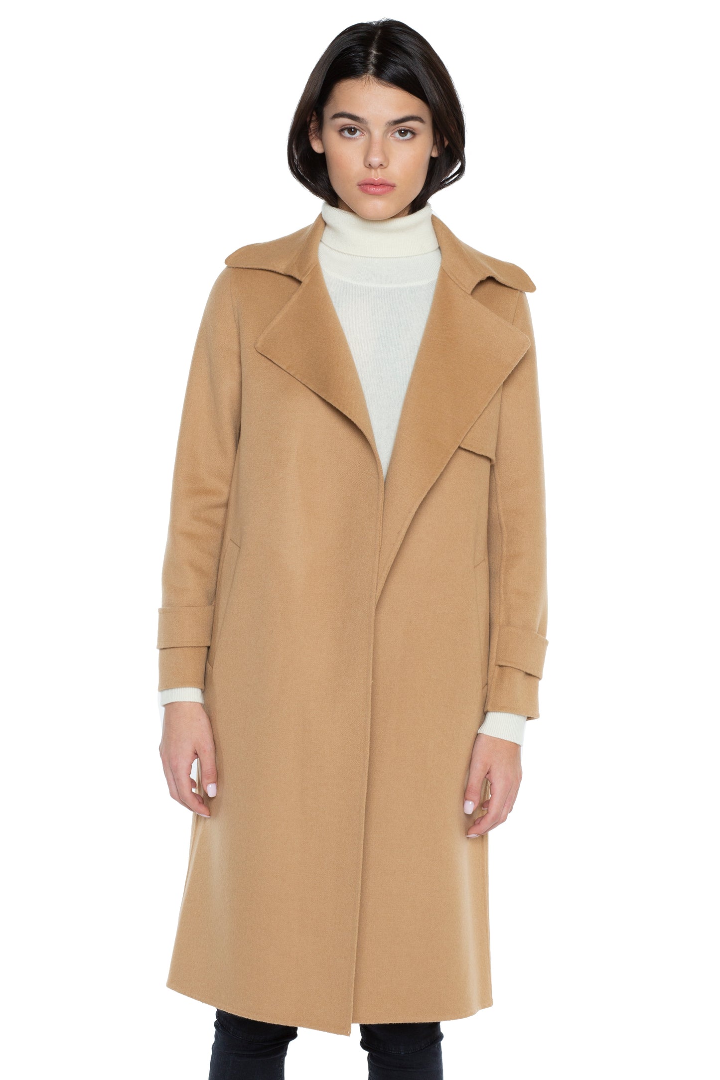 JENNIE LIU WOMEN'S CASHMERE WOOL DOUBLE-FACED TRENCH COAT