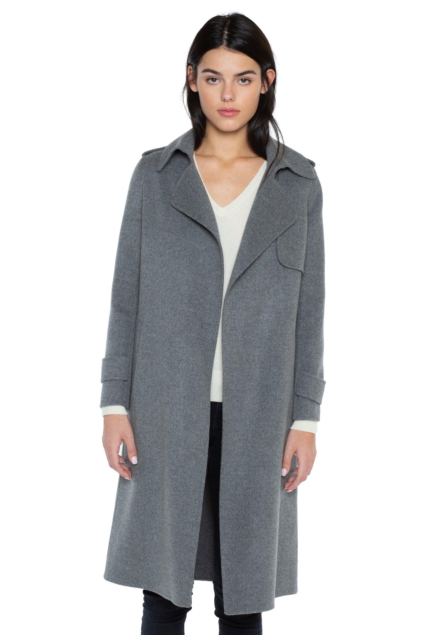 JENNIE LIU WOMEN'S CASHMERE WOOL DOUBLE-FACED TRENCH COAT