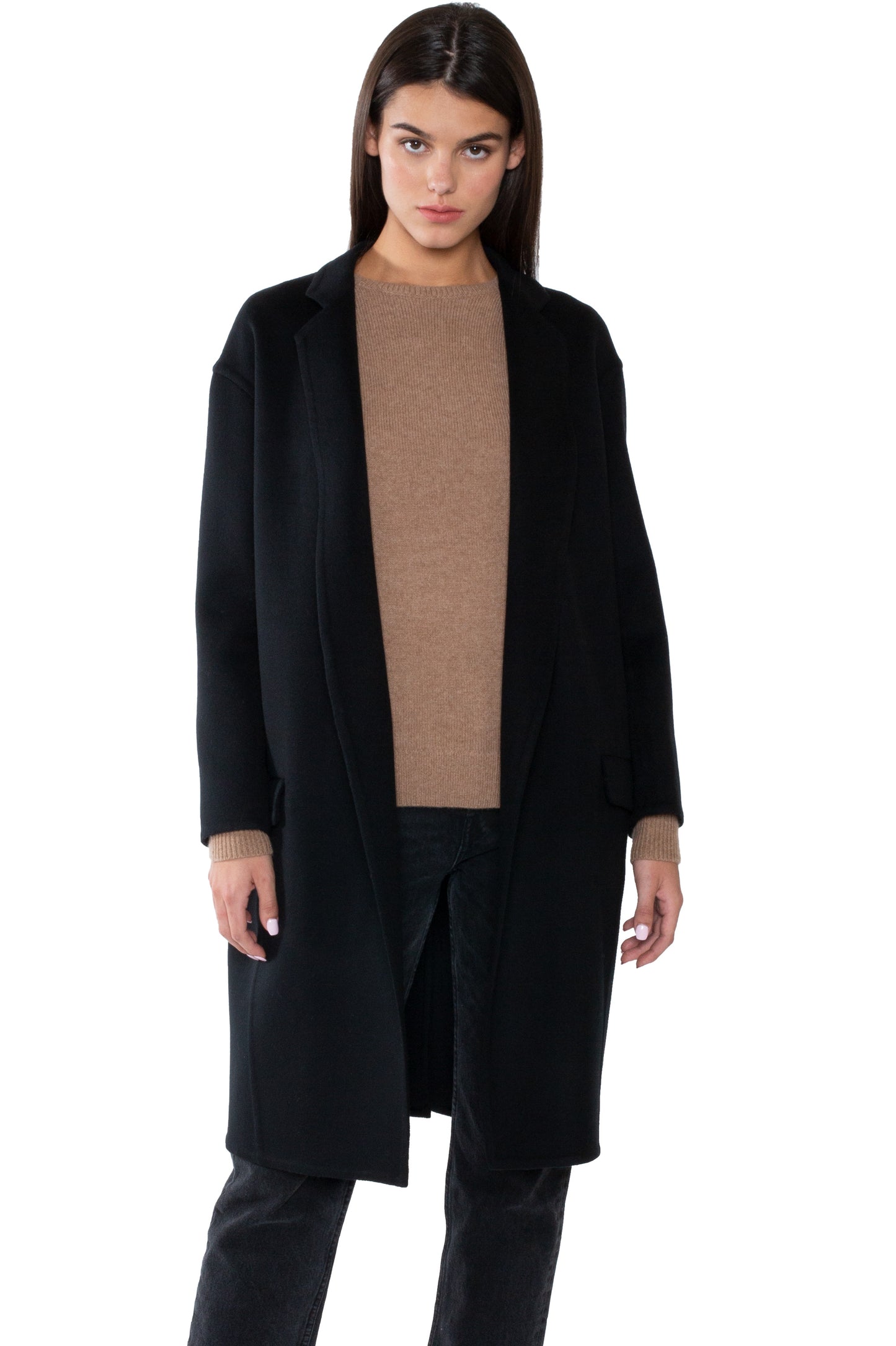 JENNIE LIU WOMEN'S CASHMERE WOOL DOUBLE-FACED LAPEL COAT