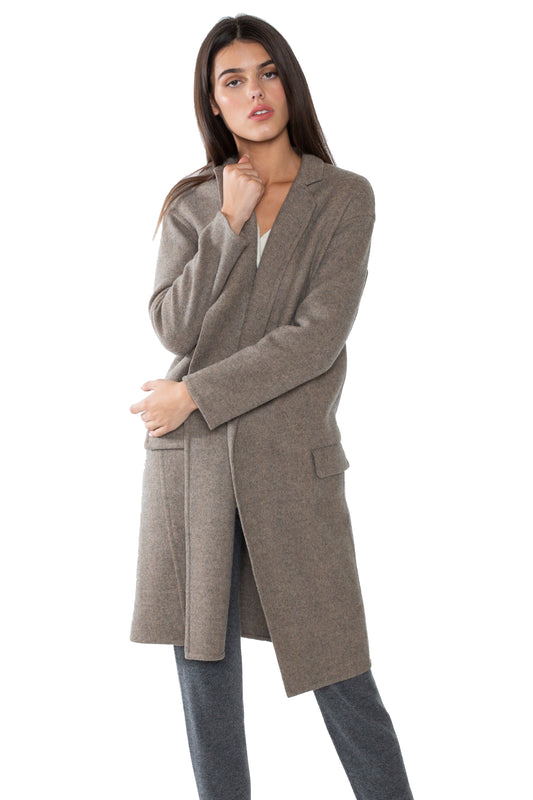 JENNIE LIU WOMEN'S CASHMERE WOOL DOUBLE-FACED LAPEL COAT