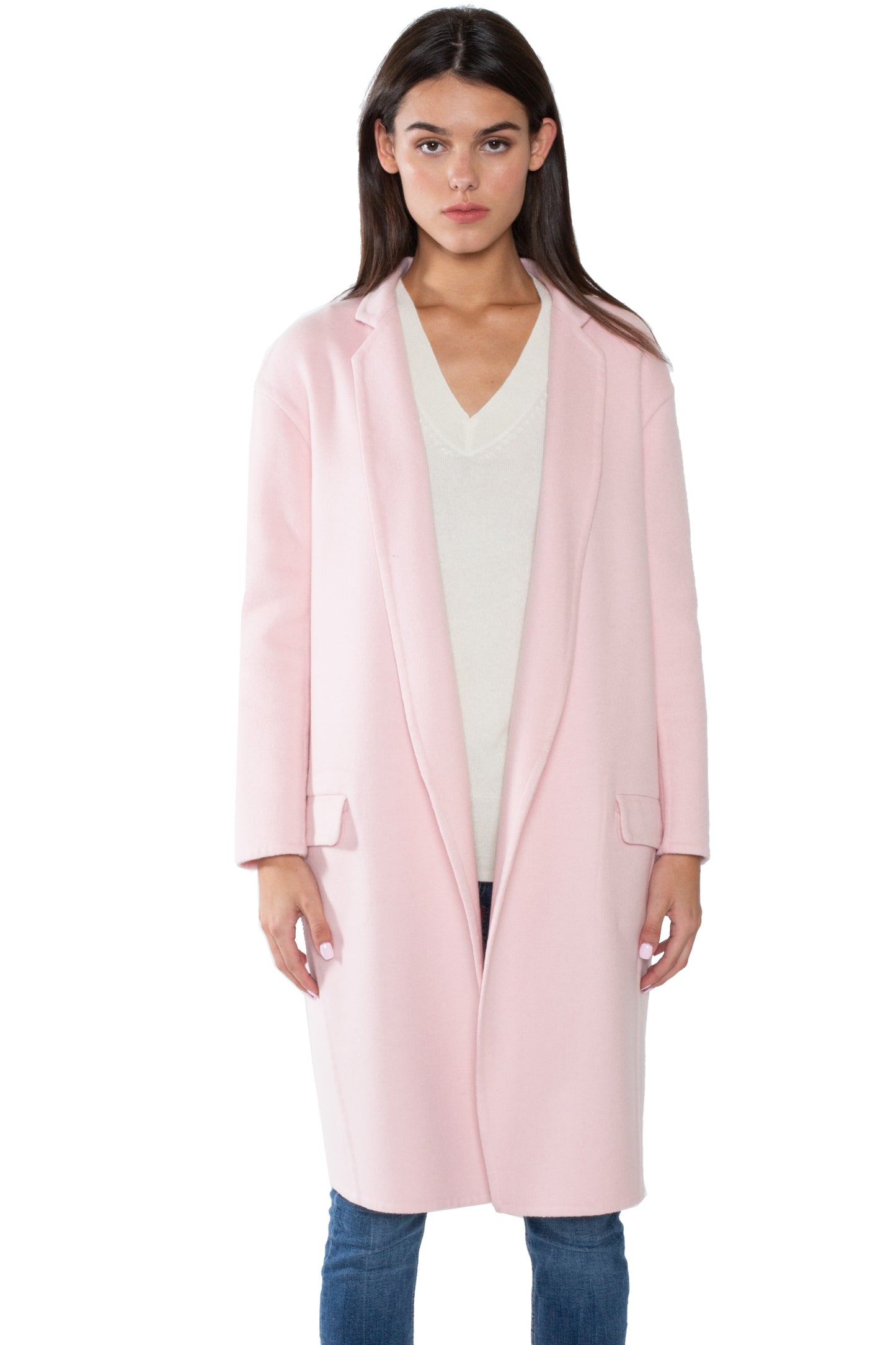 JENNIE LIU WOMEN'S CASHMERE WOOL DOUBLE-FACED LAPEL COAT