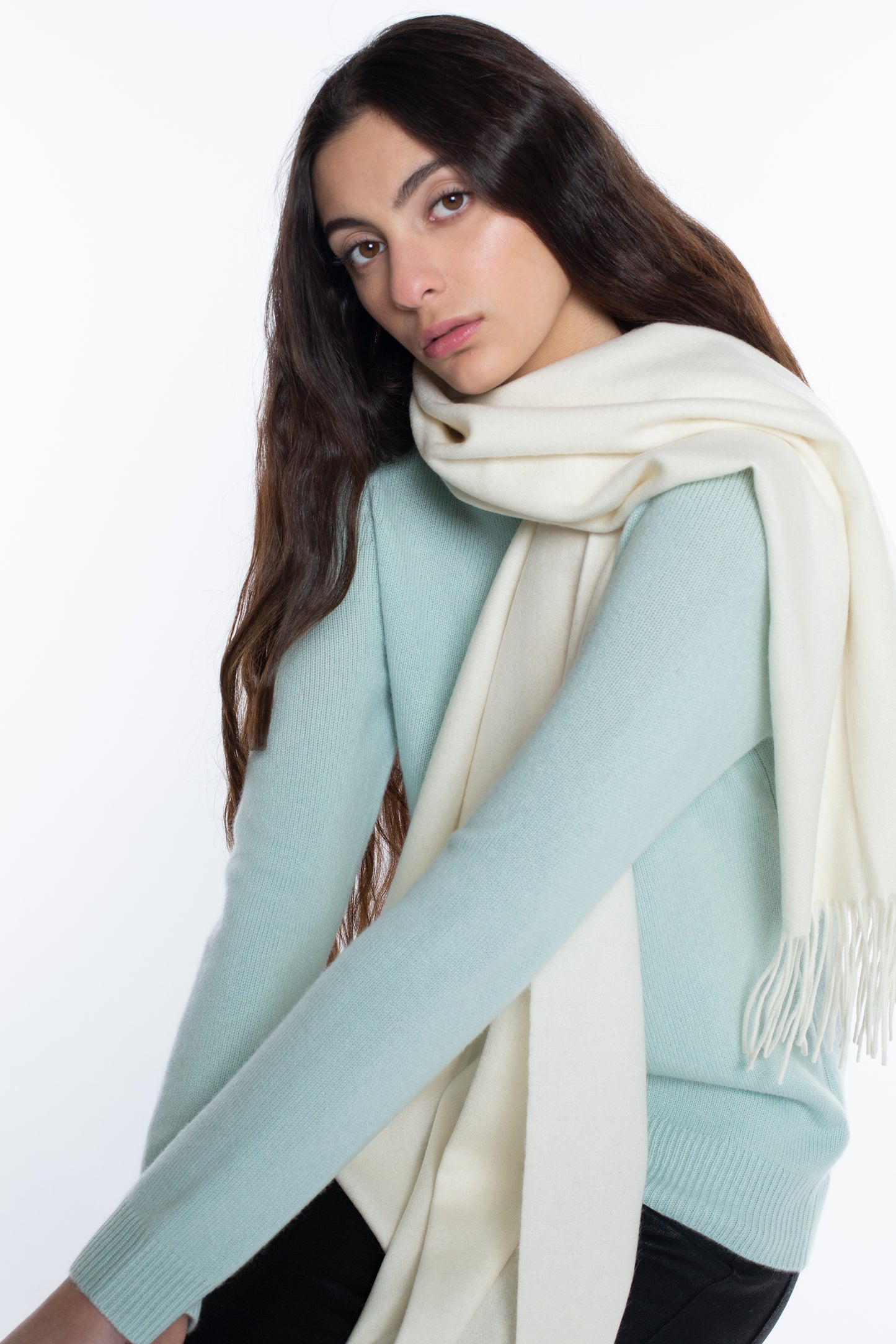 JENNIE LIU Women's 100% Pure Cashmere Scarf 75"x12" Cashmere Scarves for Women