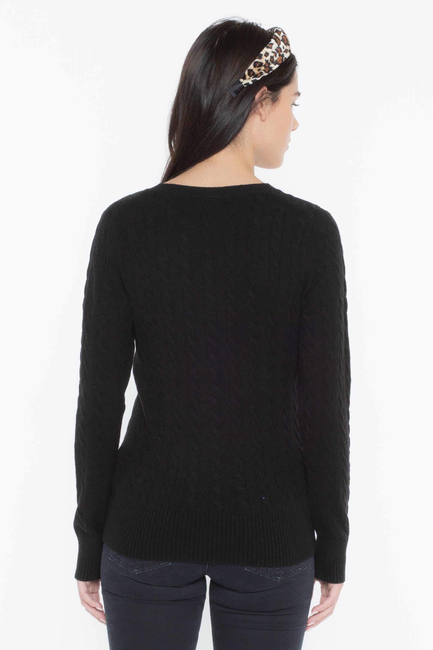 J CASHMERE Women's 100% Cashmere Long Sleeve Cable-knit Pullover Crew Neck Sweater