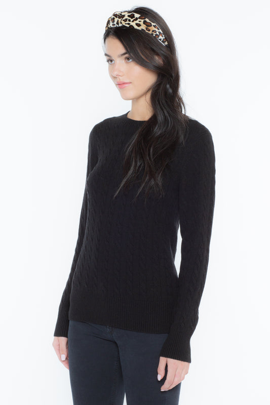 J CASHMERE Women's 100% Cashmere Long Sleeve Cable-knit Pullover Crew Neck Sweater