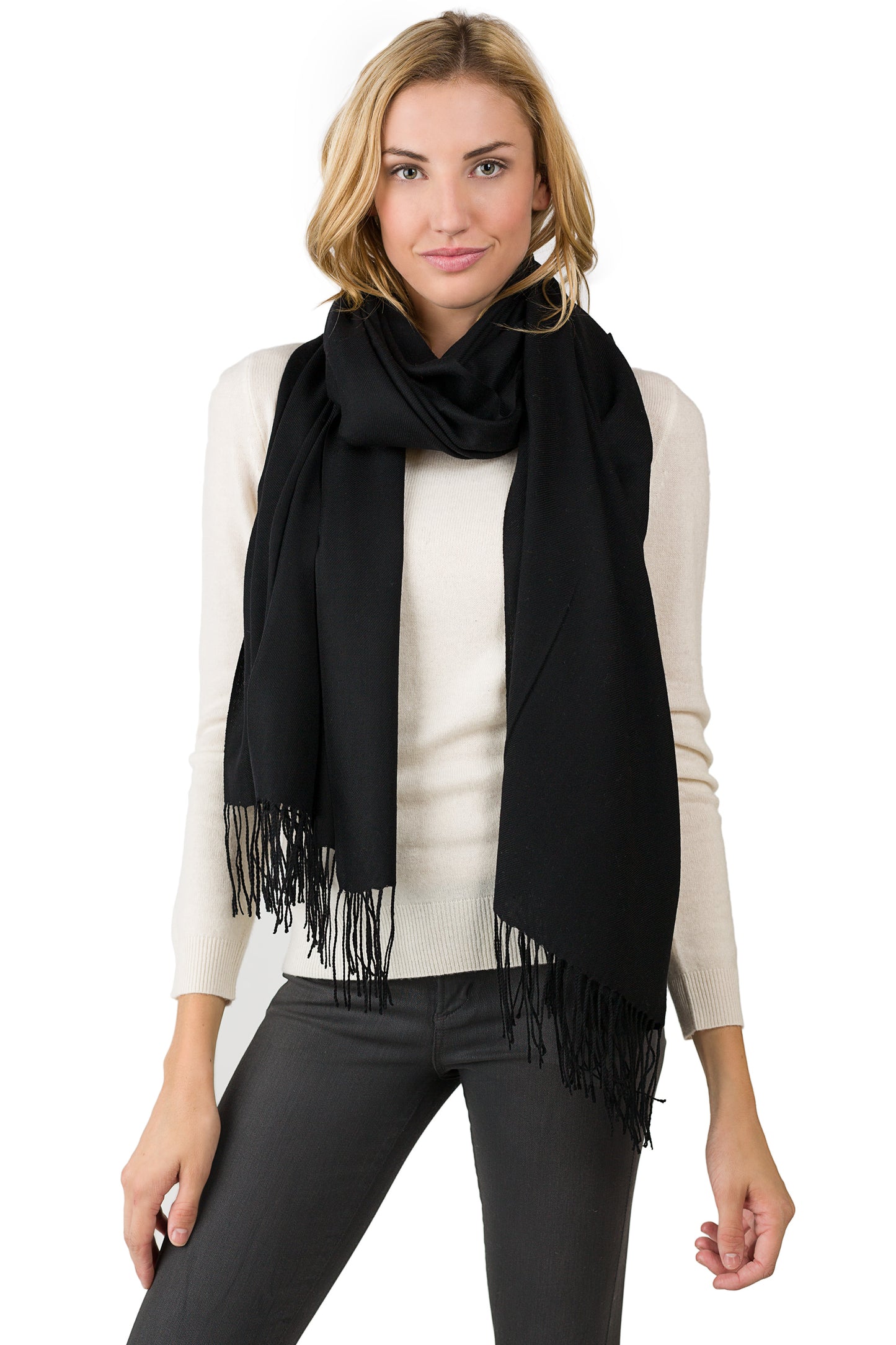JENNIE LIU Women's 80" X 28" Tissue Wight Wool Cashmere Wrap