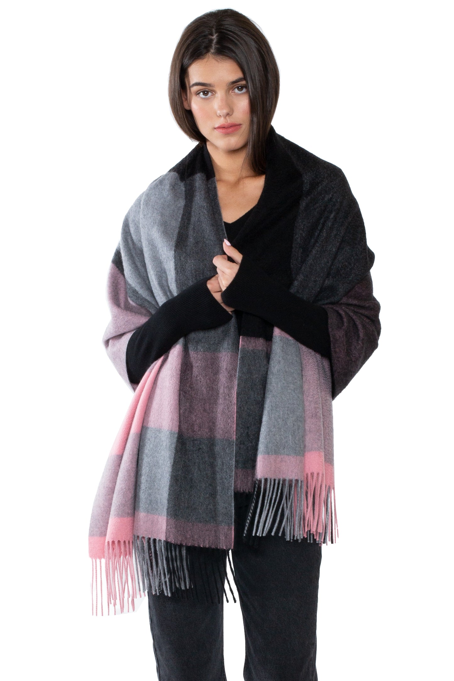 JENNIE LIU Womens 100% Cashmere Shawl Wraps