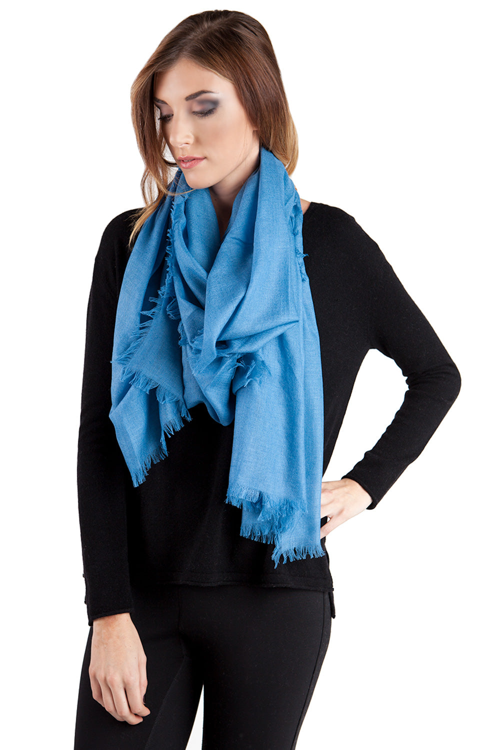 JENNIE LIU Women's 80" X 30" Ultra Thin Tissue Weight Silk Cashmere Shawl Wrap