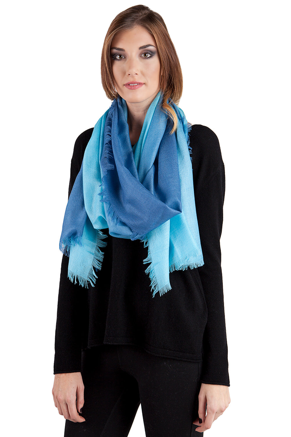 JENNIE LIU Women's 80" X 30" Ultra Thin Tissue Weight Silk Cashmere Shawl Wrap