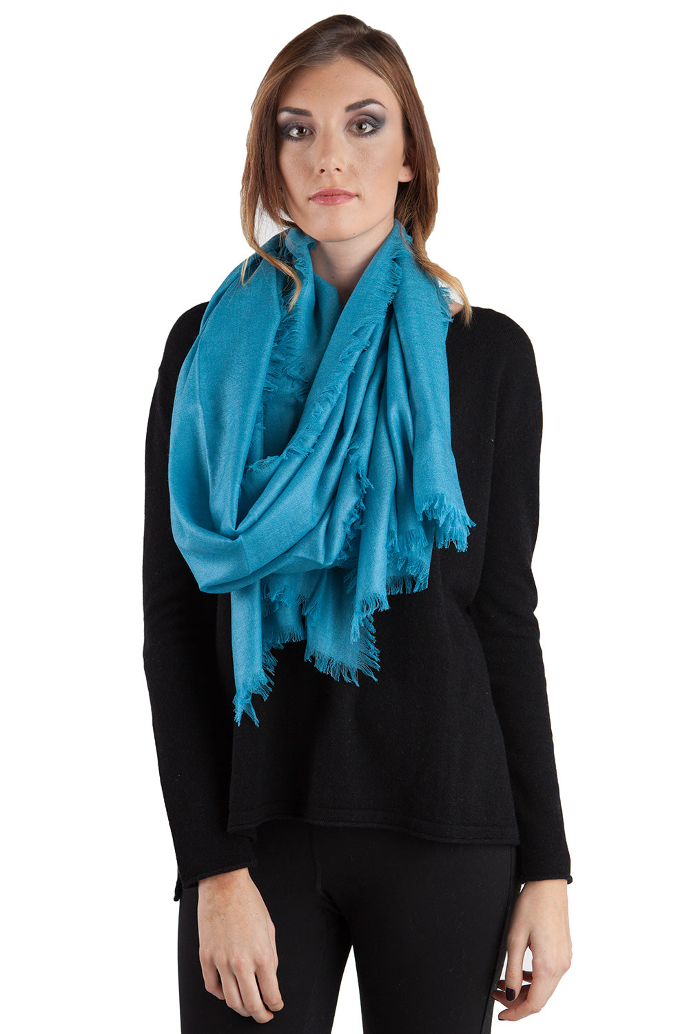 JENNIE LIU Women's 80" X 30" Ultra Thin Tissue Weight Silk Cashmere Shawl Wrap