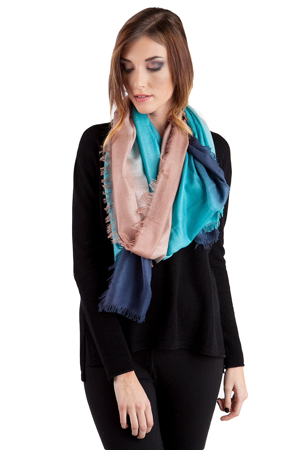 JENNIE LIU Women's 80" X 30" Ultra Thin Tissue Weight Silk Cashmere Shawl Wrap