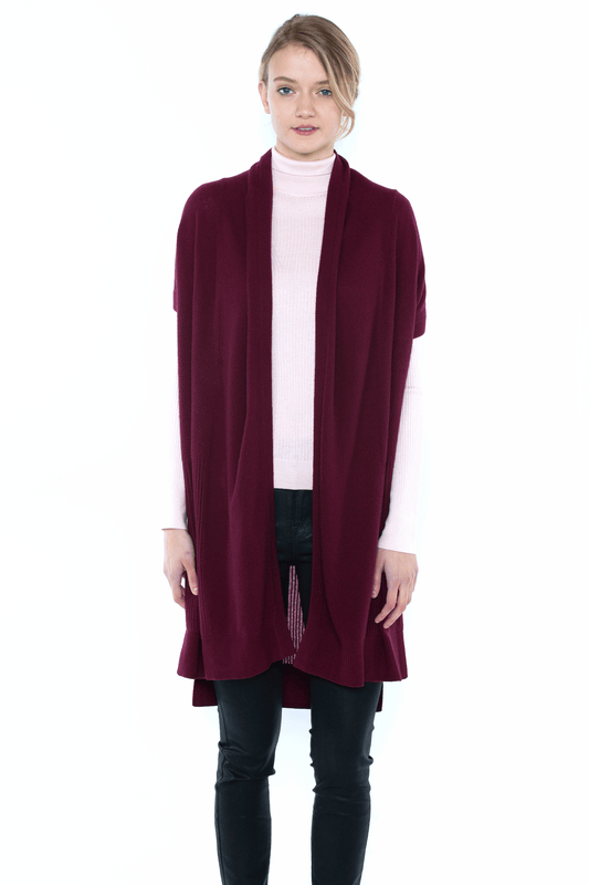 J CASHMERE Women's 100% Pure Cashmere Mesh Stitch Open-Front Duster Cardigan Sweater