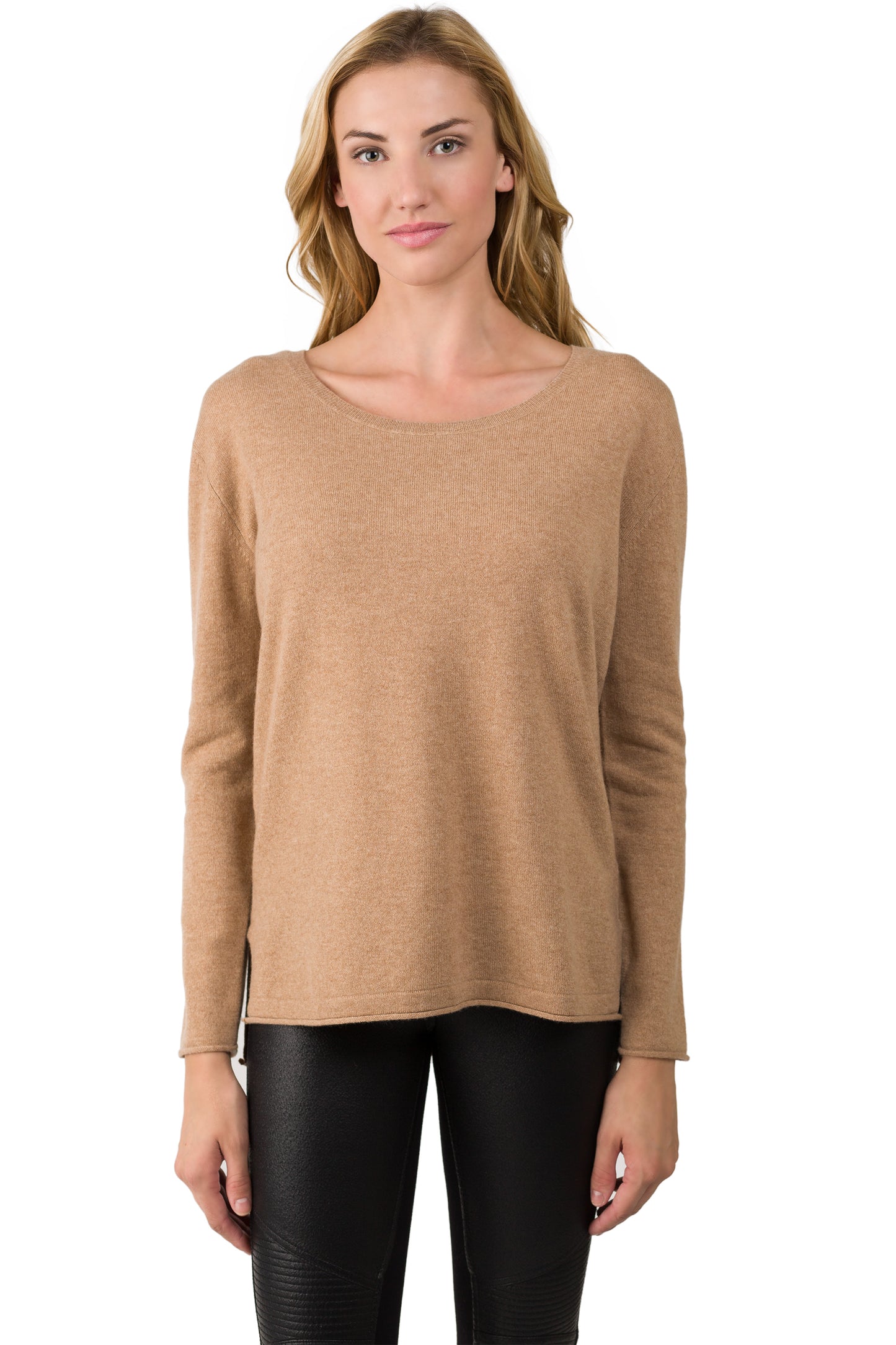 J CASHMERE Women's 100% Cashmere Dolman Sleeve Pullover High Low Sweater