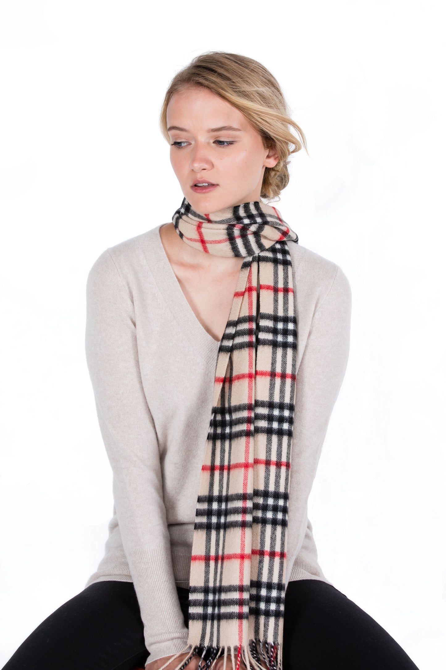 50% Cashmere 50% Merino Wool Woven Scarves 12"x62"