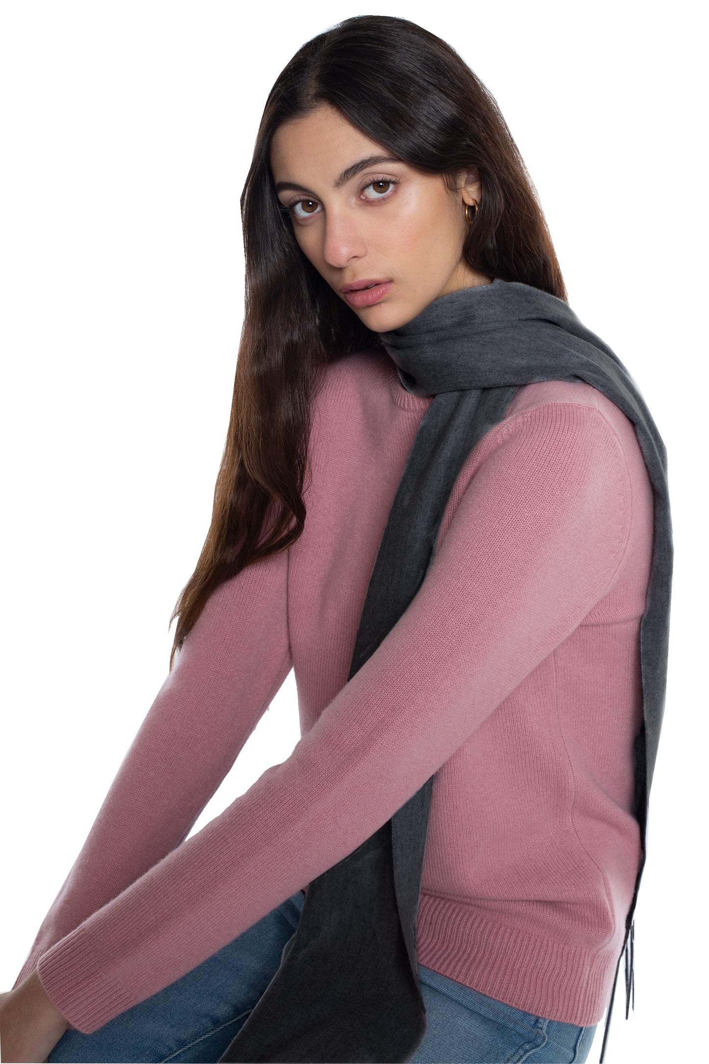 JENNIE LIU Women's 100% Pure Cashmere Scarf 75"x12" Cashmere Scarves for Women
