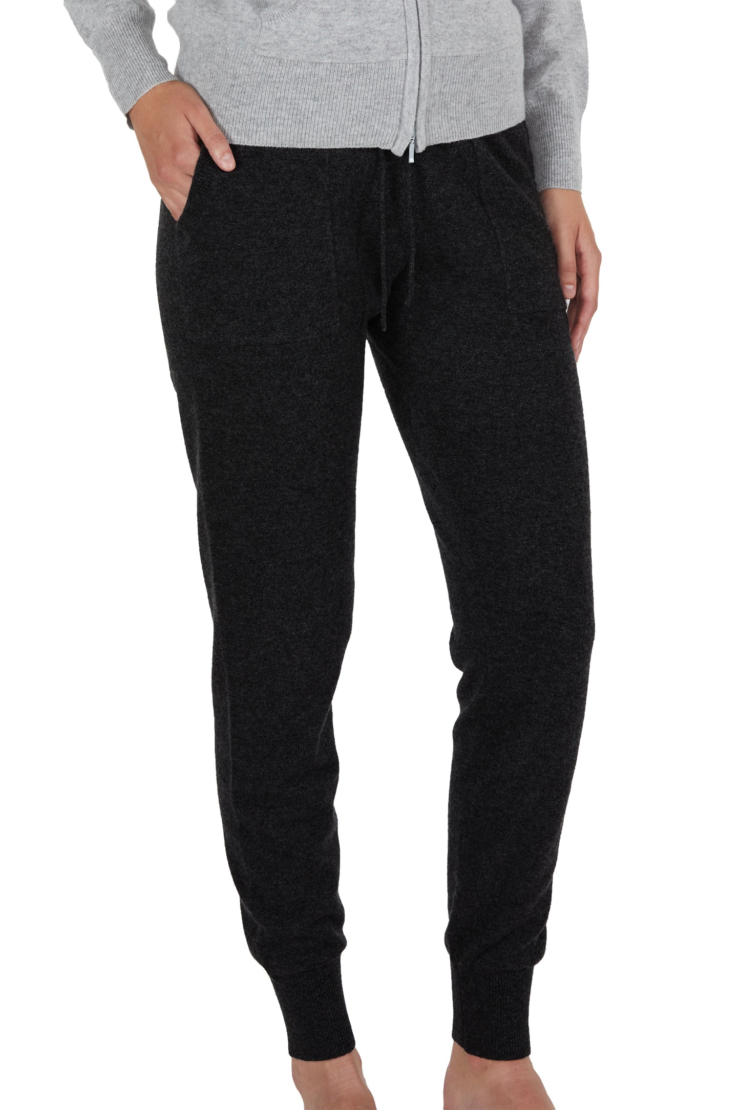 JENNIE LIU WOMEN'S 100% PURE CASHMERE KNITTED JOGGER PANTS