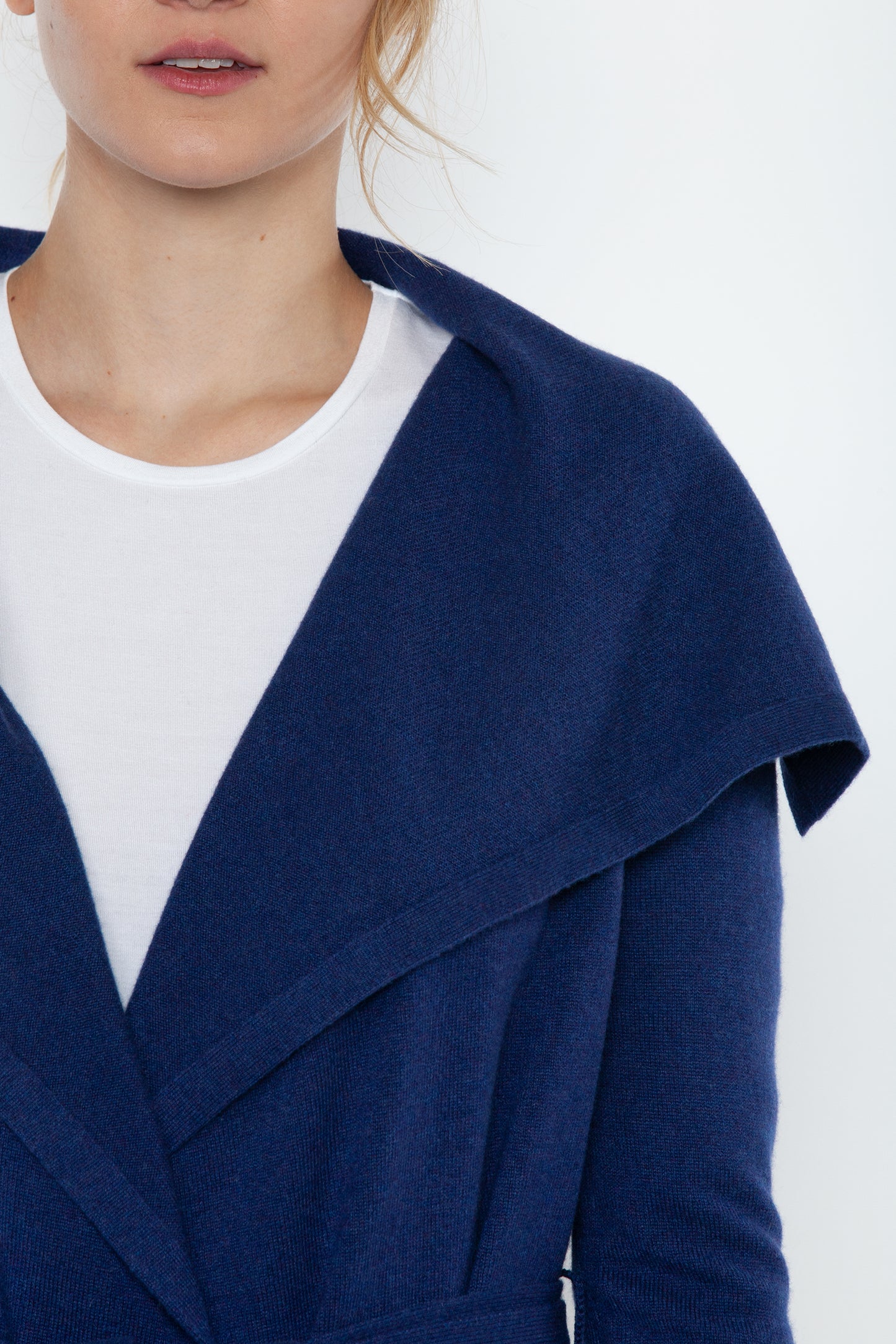 JENNIE LIU WOMEN'S 100% PURE CASHMERE LONG SLEEVE BELTED CARDIGAN SWEATER