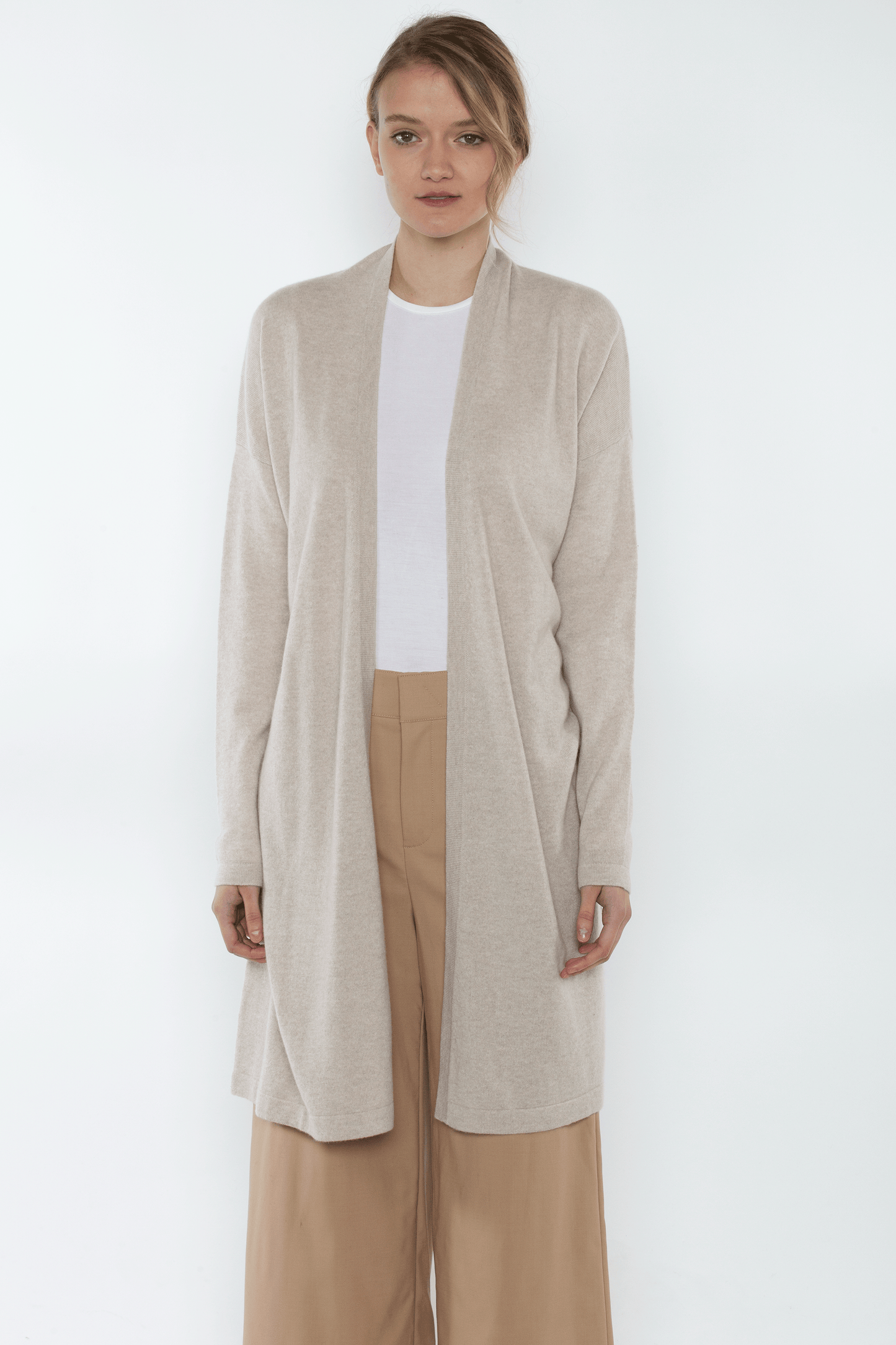 JENNIE LIU WOMEN'S 100% PURE CASHMERE LONG SLEEVE BELTED LUX WRAP CARDIGAN ROBE