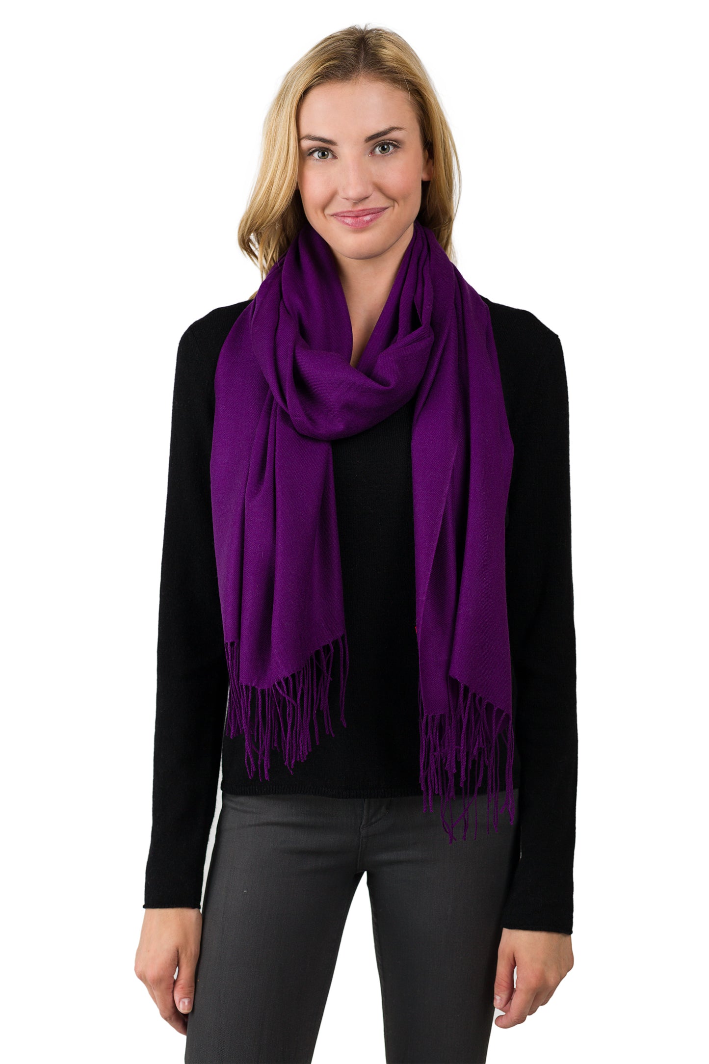 JENNIE LIU Women's 80" X 28" Tissue Wight Wool Cashmere Wrap