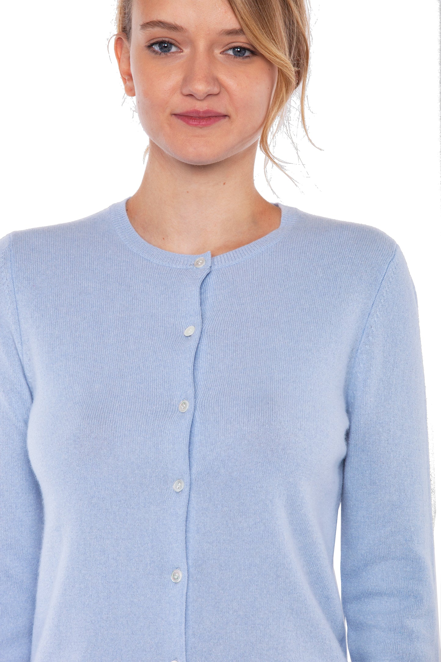 Sky Blue Cashmere Button-Down Cardigan Sweater #color_sky