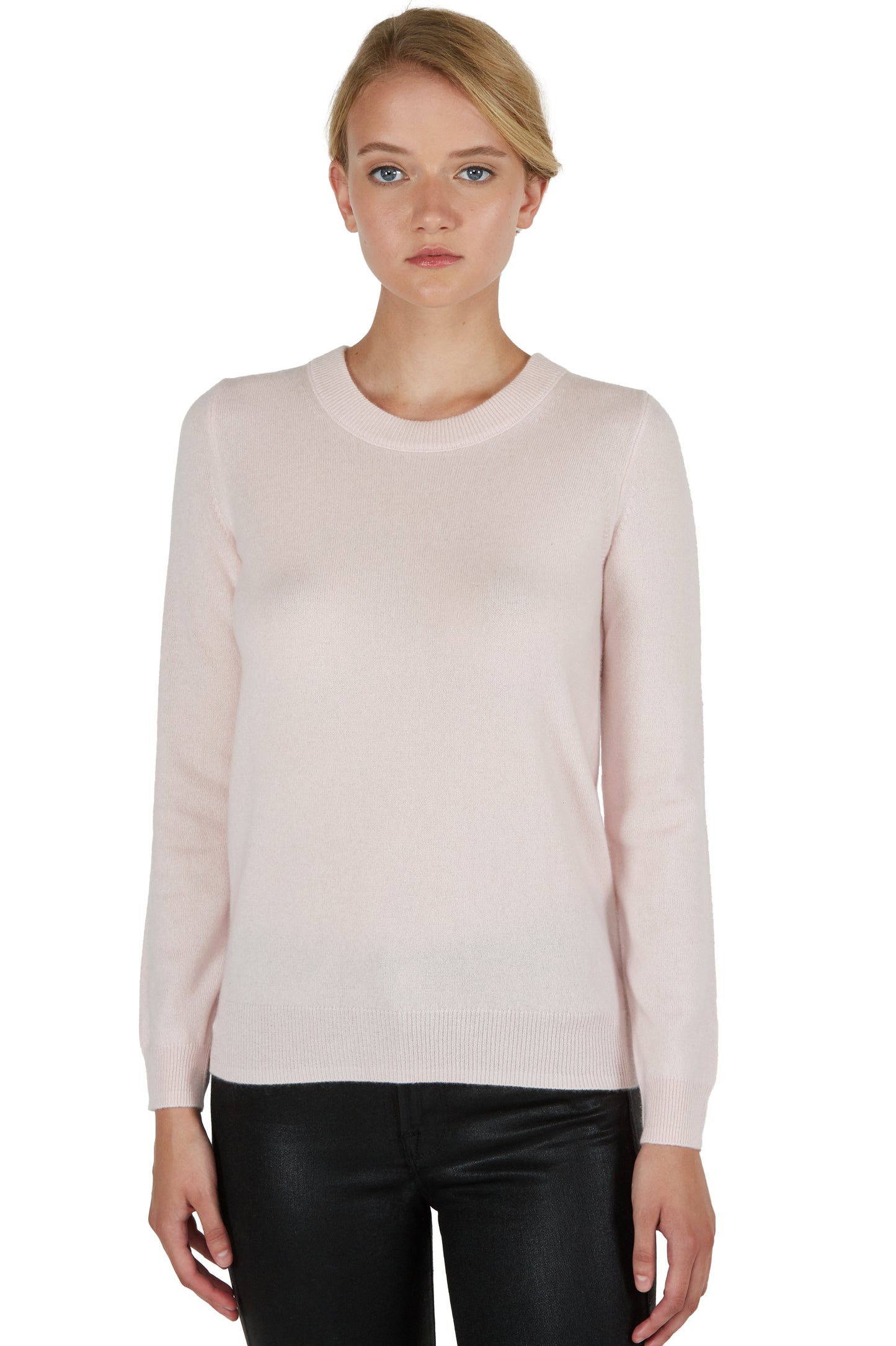 JENNIE LIU Women's 100% Pure Cashmere Long Sleeve Crew Neck Sweater