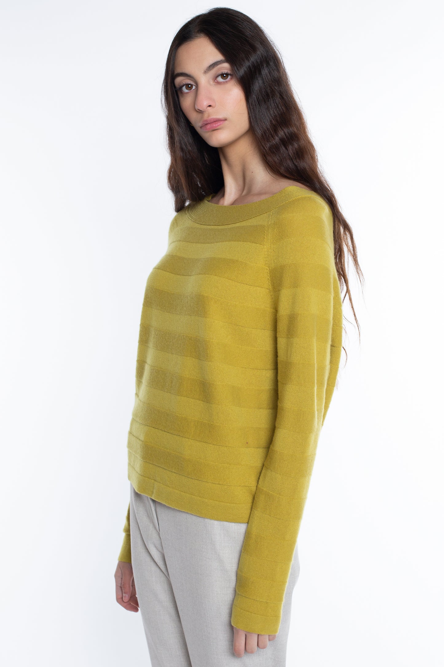 J CASHMERE Women's 100% Pure Cashmere Horizontal Rib Boatneck Raglan Sweater