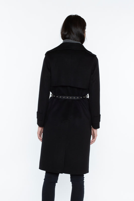 JENNIE LIU WOMEN'S CASHMERE WOOL DOUBLE-FACED TRENCH COAT