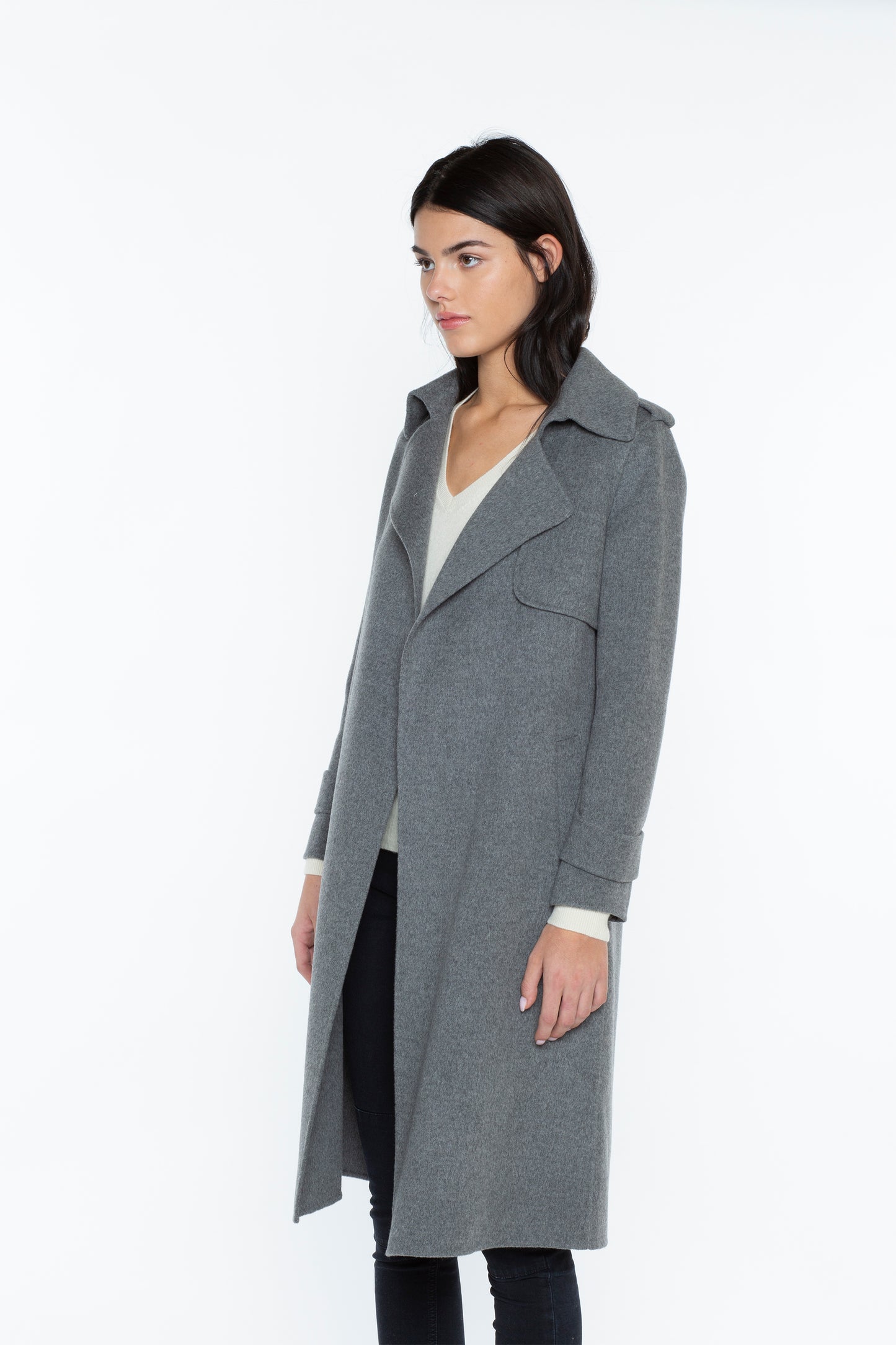 JENNIE LIU WOMEN'S CASHMERE WOOL DOUBLE-FACED TRENCH COAT