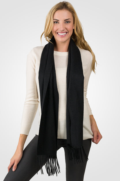 Women's Cashmere Scarf 75 x 12 in Black by JENNIE LIU