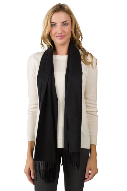 Women's Cashmere Scarf 75 x 12 in Black by JENNIE LIU