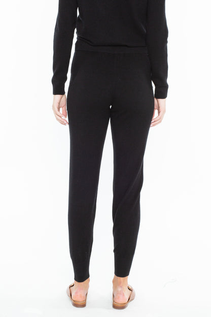 Women's Cashmere Jogger Pants in Black, back view by JENNIE LIU
