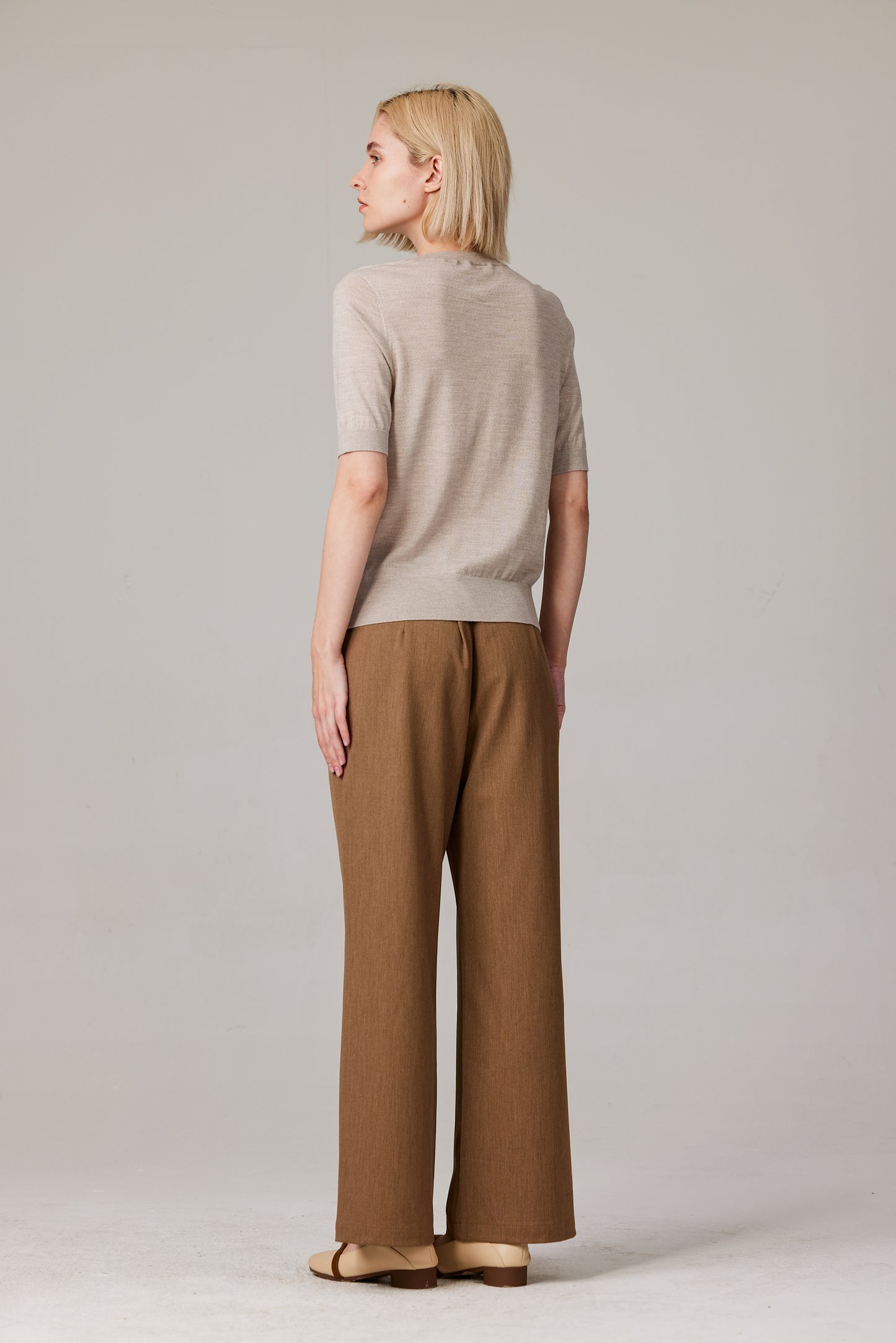 JENNIE LIU Women's Tissue Weight 75% Merino Wool 25% Silk Crew Neck Short Sleeve T Shirt Sweater | Ultra Soft Machine-Washable Sweaters for Women