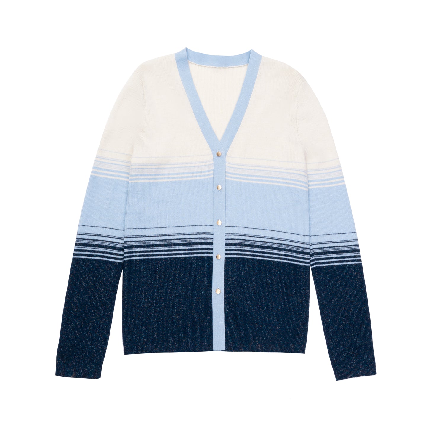 JENNIE LIU Womens Lurex Wool Cardigan | Metallic Button Up V Neck Sweater | Ultra Soft Ribbed Shimmer Knit | Machine Washable Cardigan Sweaters for Women