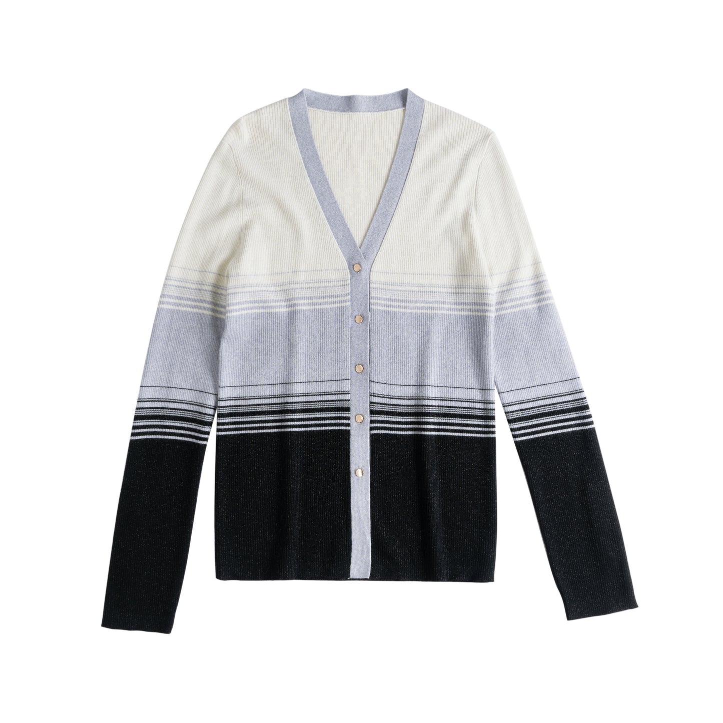 JENNIE LIU Womens Lurex Wool Cardigan | Metallic Button Up V Neck Sweater | Ultra Soft Ribbed Shimmer Knit | Machine Washable Cardigan Sweaters for Women