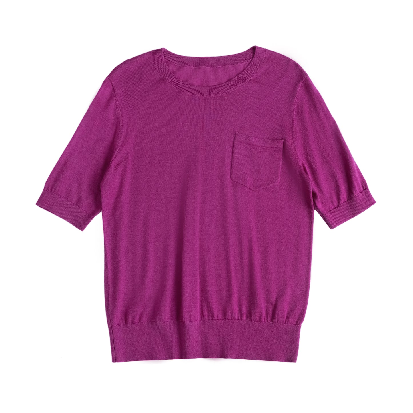 JENNIE LIU Women's Tissue Weight 75% Merino Wool 25% Silk Crew Neck Short Sleeve T Shirt Sweater | Ultra Soft Machine-Washable Sweaters for Women