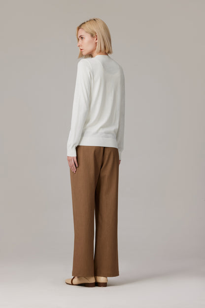 Women's Merino Wool V-Neck Cardigan in Cream by JENNIE LIU