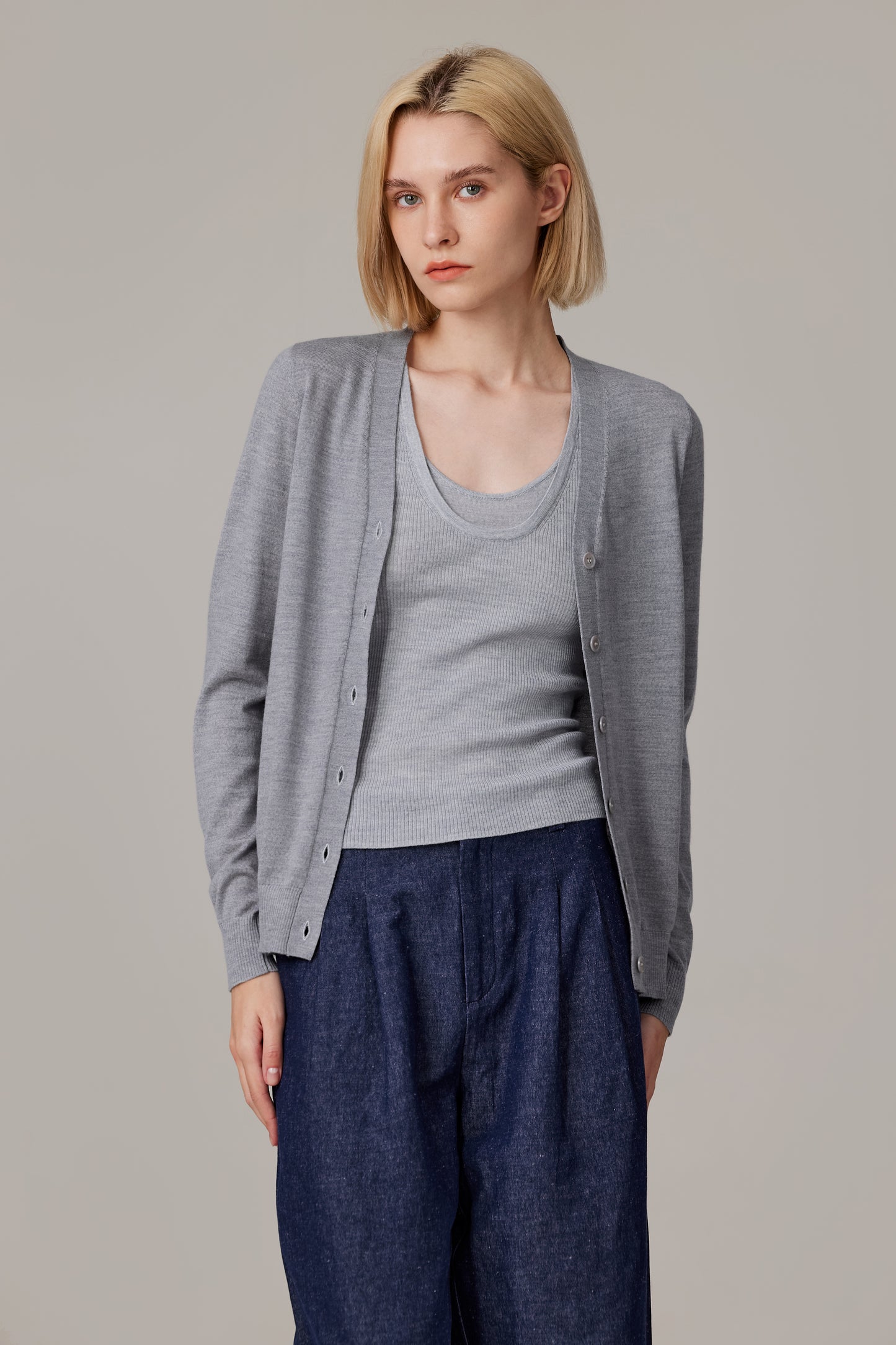 JENNIE LIU Women's 100% Merino Wool Light Weight Cardigan | Ultra Soft Fine Gauge V Neck Sweaters for Women | Machine Washable