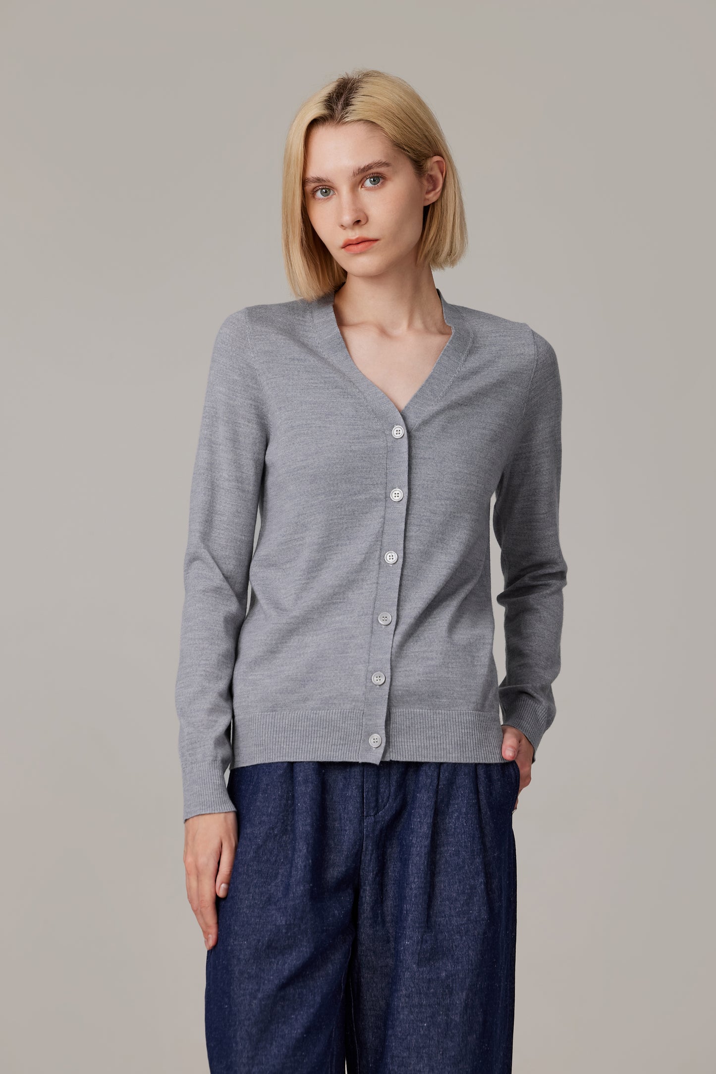 JENNIE LIU Women's 100% Merino Wool Light Weight Cardigan | Ultra Soft Fine Gauge V Neck Sweaters for Women | Machine Washable