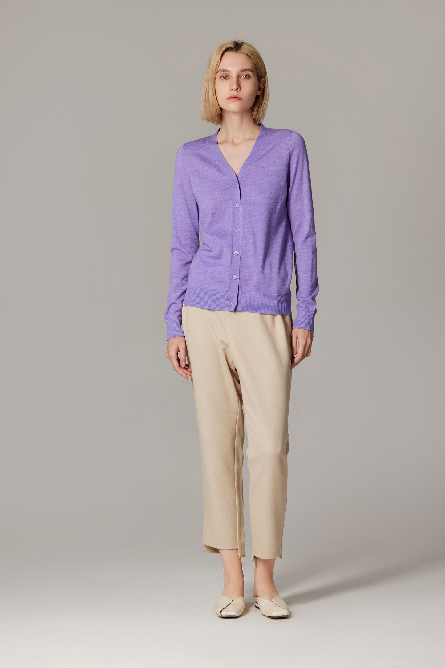 JENNIE LIU Women's 100% Merino Wool Light Weight Cardigan | Ultra Soft Fine Gauge V Neck Sweaters for Women | Machine Washable