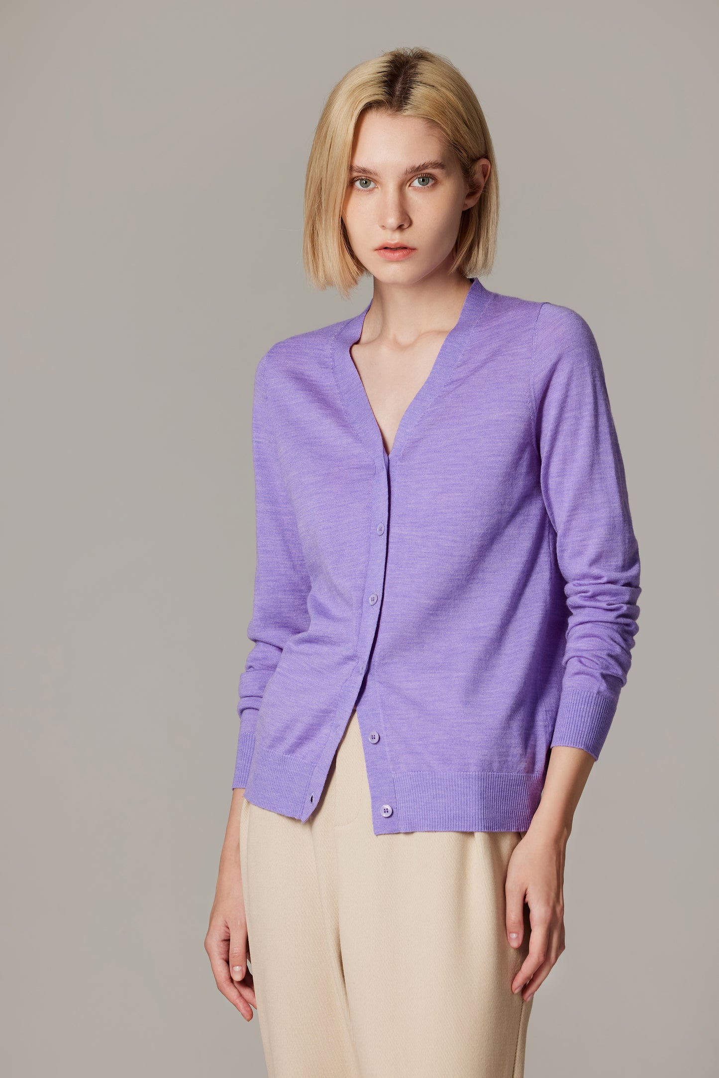 JENNIE LIU Women's 100% Merino Wool Light Weight Cardigan | Ultra Soft Fine Gauge V Neck Sweaters for Women | Machine Washable