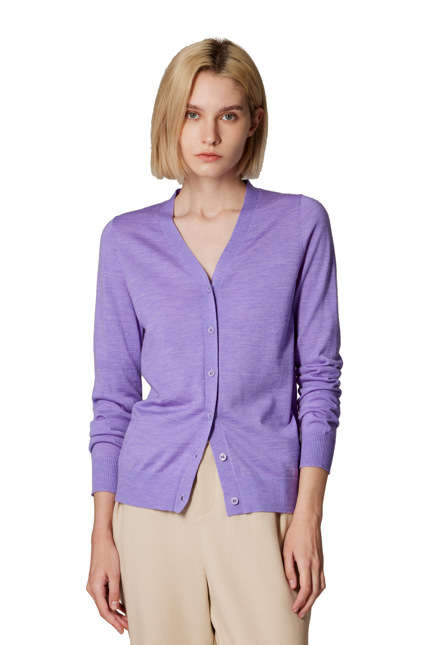 JENNIE LIU Women's 100% Merino Wool Light Weight Cardigan | Ultra Soft Fine Gauge V Neck Sweaters for Women | Machine Washable