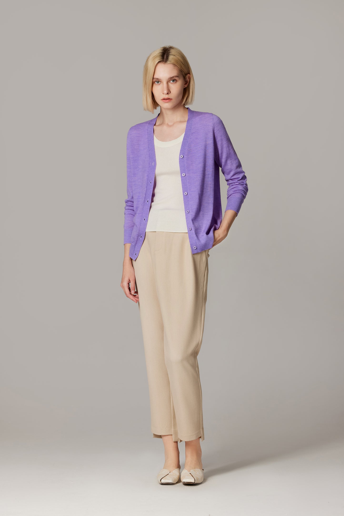 JENNIE LIU Women's 100% Merino Wool Light Weight Cardigan | Ultra Soft Fine Gauge V Neck Sweaters for Women | Machine Washable