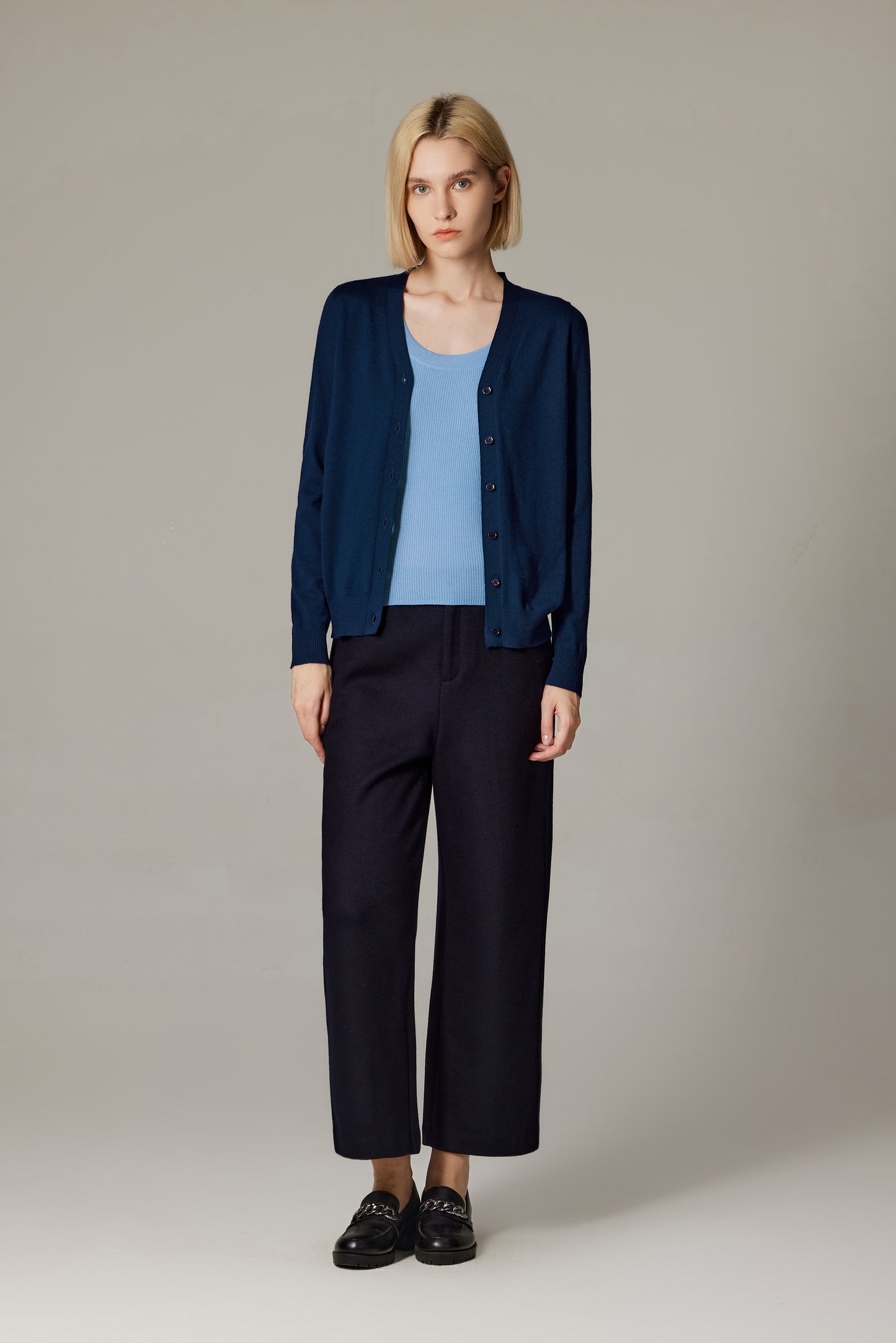 JENNIE LIU Women's 100% Merino Wool Light Weight Cardigan | Ultra Soft Fine Gauge V Neck Sweaters for Women | Machine Washable