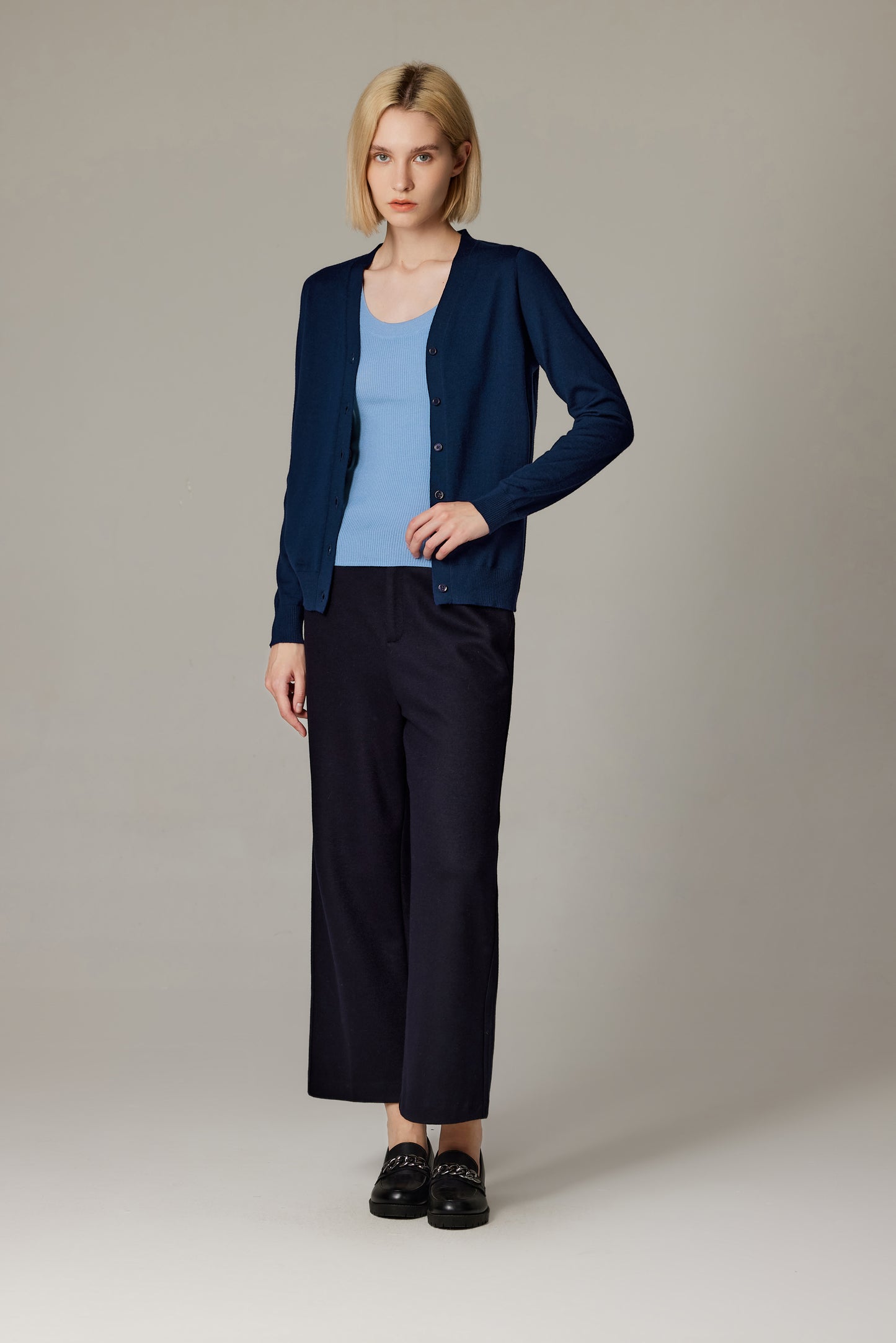 JENNIE LIU Women's 100% Merino Wool Light Weight Cardigan | Ultra Soft Fine Gauge V Neck Sweaters for Women | Machine Washable