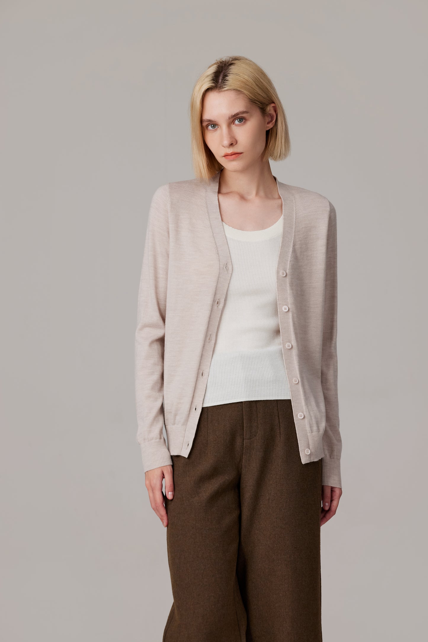 JENNIE LIU Women's 100% Merino Wool Light Weight Cardigan | Ultra Soft Fine Gauge V Neck Sweaters for Women | Machine Washable